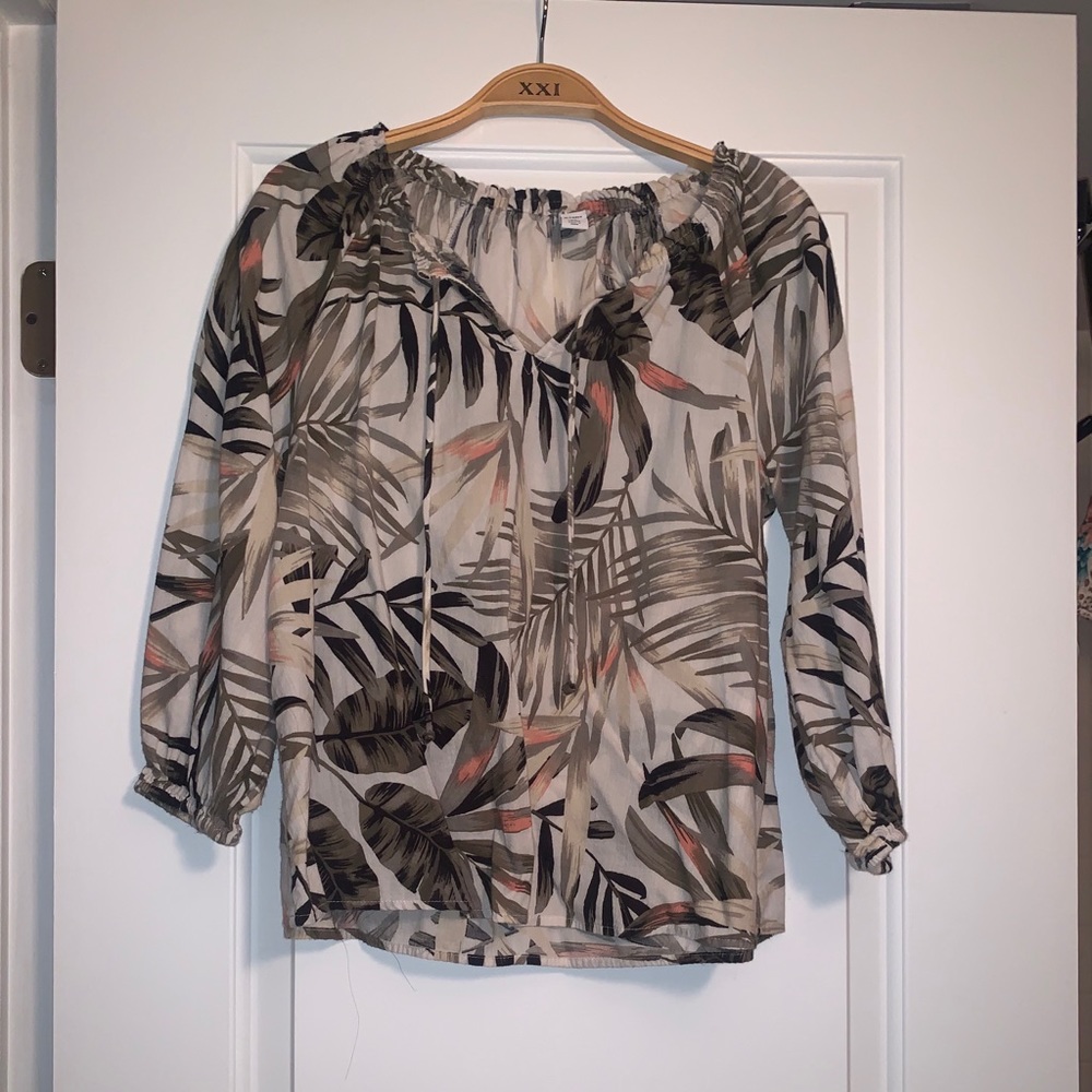 Old Navy Botanical Print Gauze Shirt Petite XSP